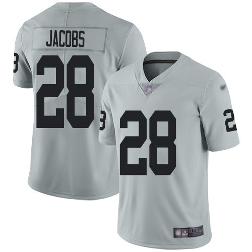 Men Oakland Raiders Limited Silver Josh Jacobs Jersey NFL Football #28 Inverted Legend Jersey->oakland raiders->NFL Jersey